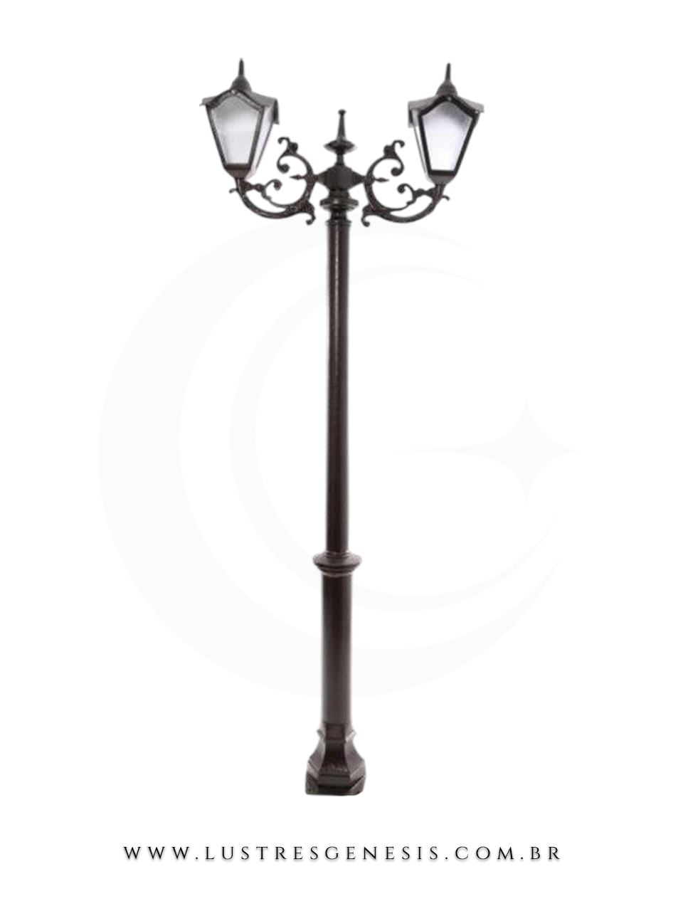 Poste de Ilumina&ccedil;&atilde;o externa Cl&aacute;ssico Retro 2,24m estrutura robusta em alum&iacute;nio fundido para jardim e fachada